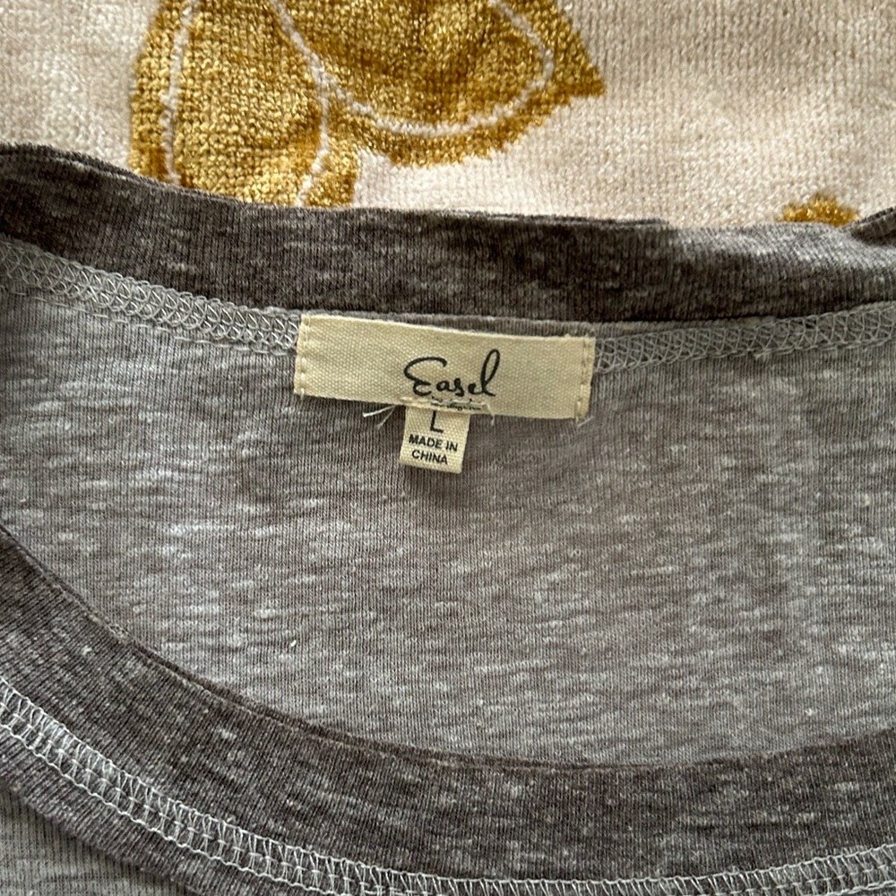 Easel Women's Gray / Blue Patchwork Long Sleeve S… - image 2